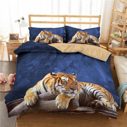 Tiger Druck Bettwäsche Set 200x200cm mit 2 Kissenbezügen