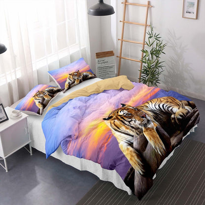 Tiger Druck Bettwäsche Set 155x220cm - Wildtier Design