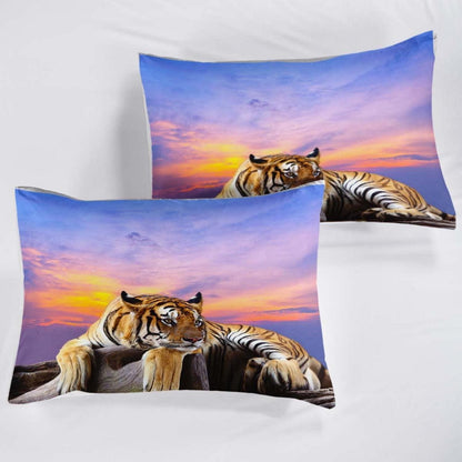 Tiger Druck Bettwäsche Set 155x220cm - Wildtier Design