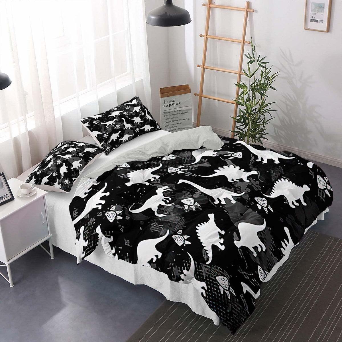 Cartoon Dino Bettwäsche Set 200x220cm – Kuschelweicher Dinosaurier Bettbezug für Kinder