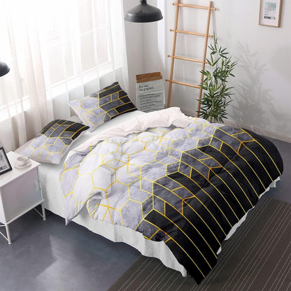 Graues Streifen Bettwäsche Set 200x220cm - Mikrofaser Bettwäsche