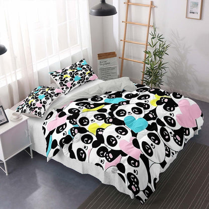 Panda Bettwäsche Set 220x240cm - Niedliches Tier Motiv für Kinder