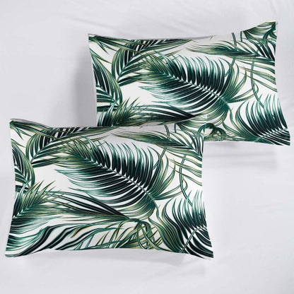Grüne Bettwäsche-Set 220x240cm mit Blättermotiv