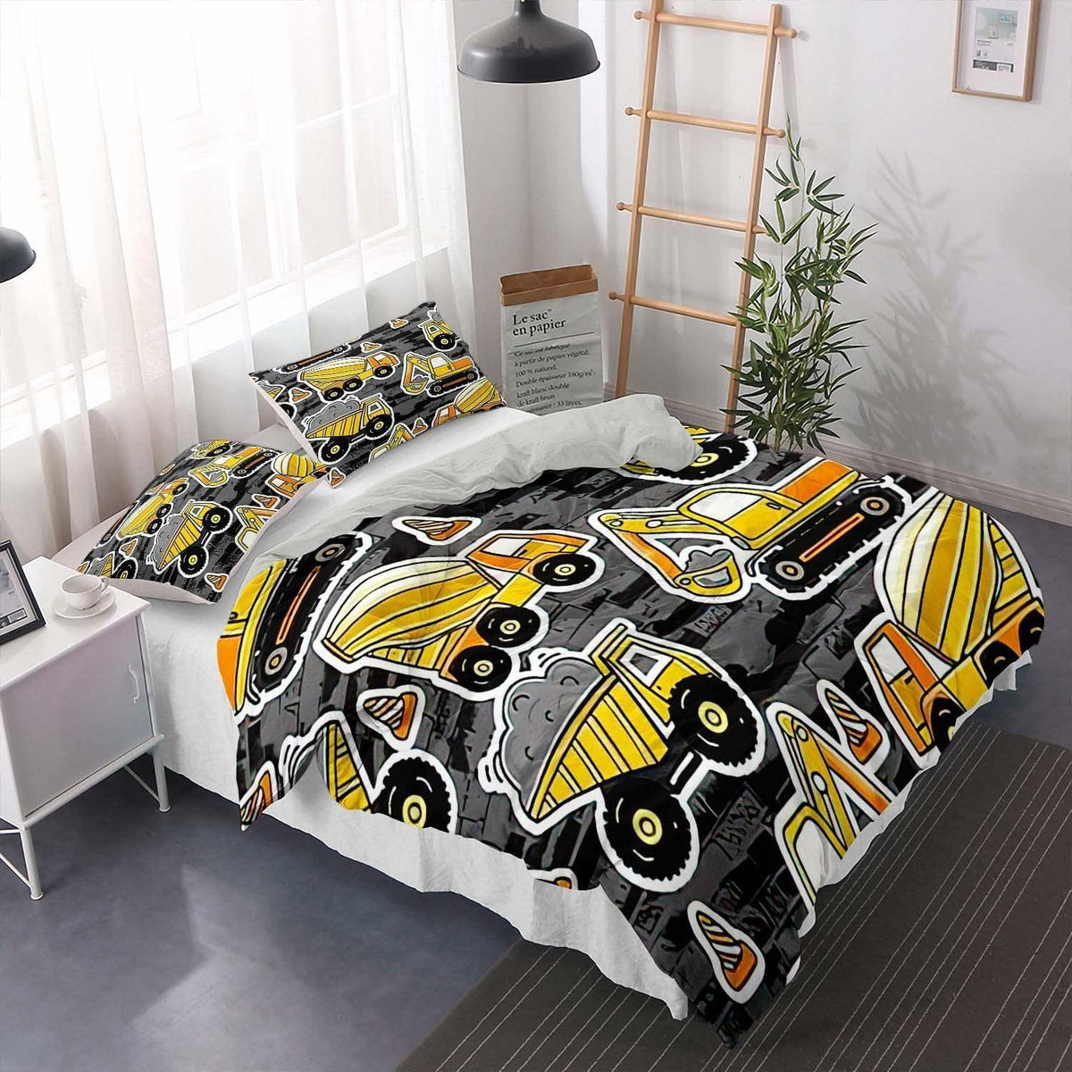 Bettwäsche-Set Grau 200x220cm mit 2 Kissenbezügen 80x80cm