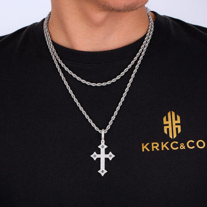 Goldkette 4mm Edelstahl Weißgold beschichtet 61cm Zopfkette
