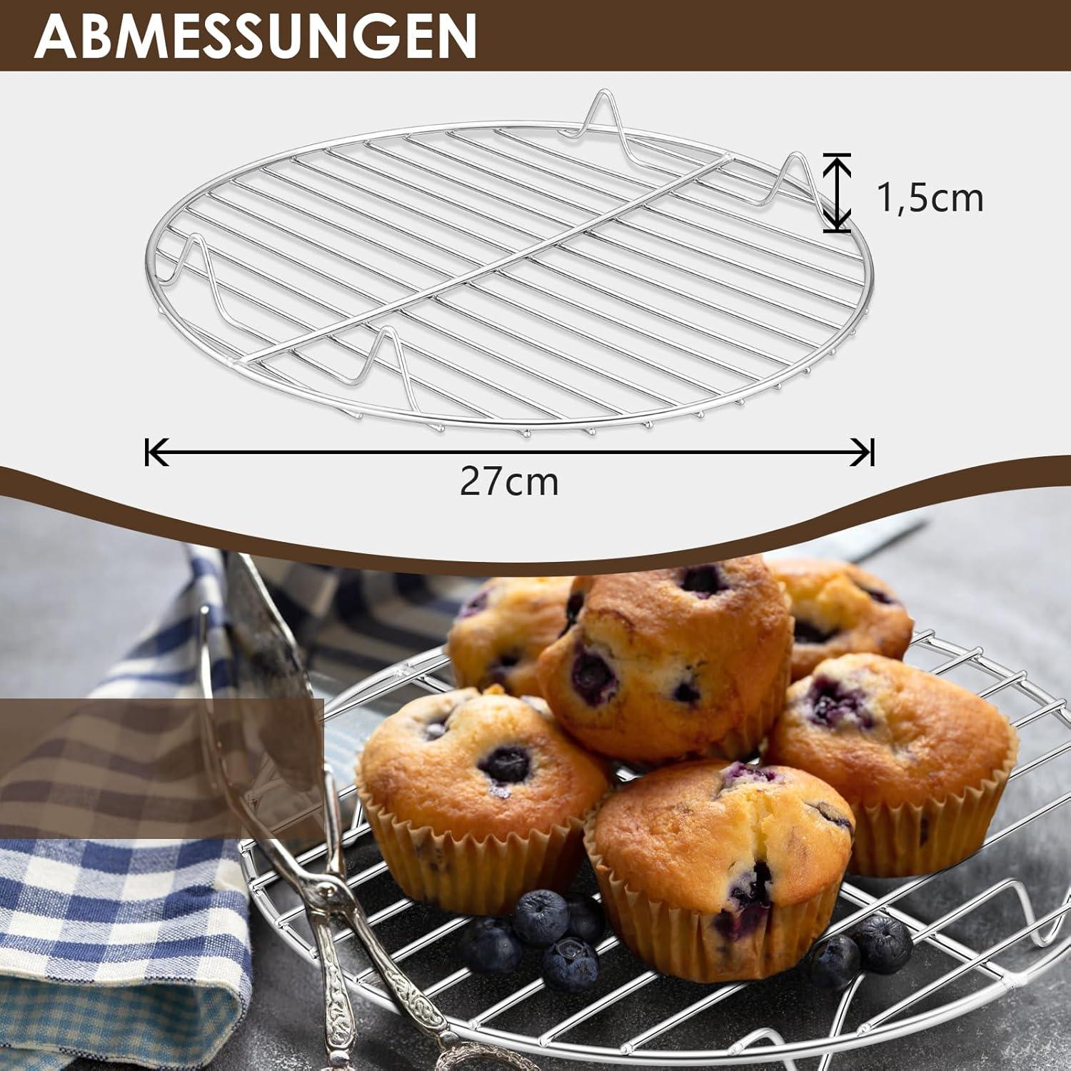 Herogo Kuchengitter 2er Set Edelstahl Abkühlgitter Ø 27cm