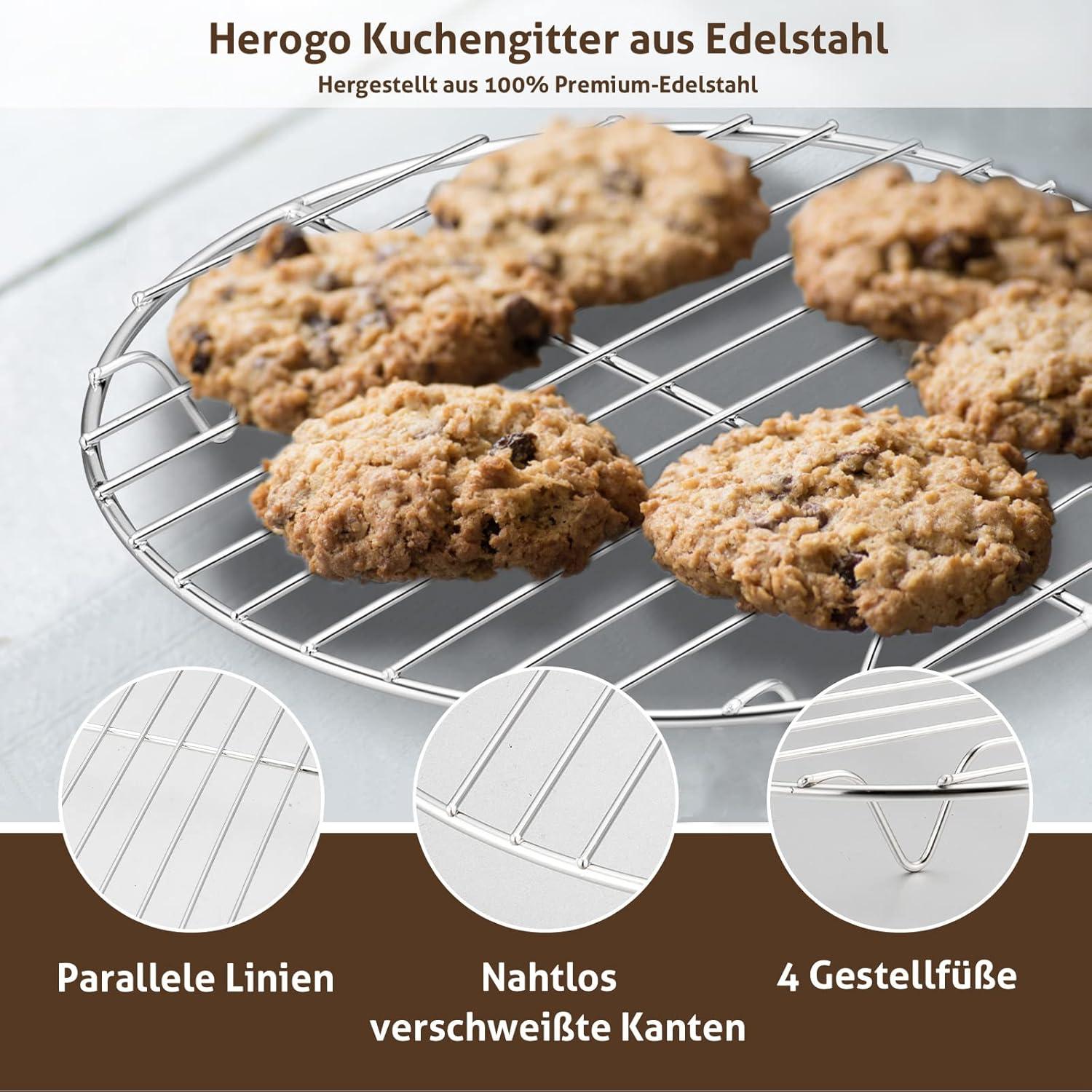 Rundes Kuchengitter aus Edelstahl zum Backen & Dämpfen, Ø 27cm