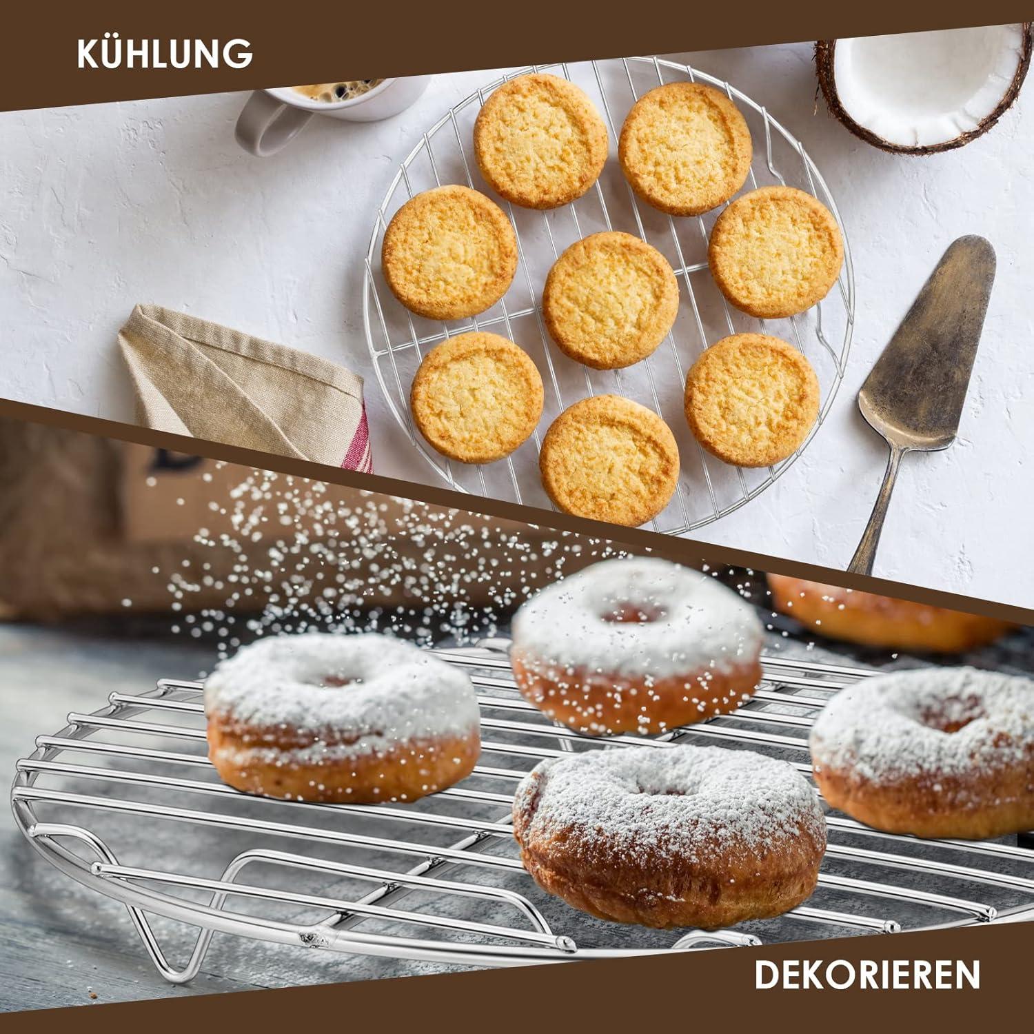 Herogo Kuchengitter aus Edelstahl Ø 27cm, 2 Stück - Rundes Abkühlgitter für Backen und Kochen