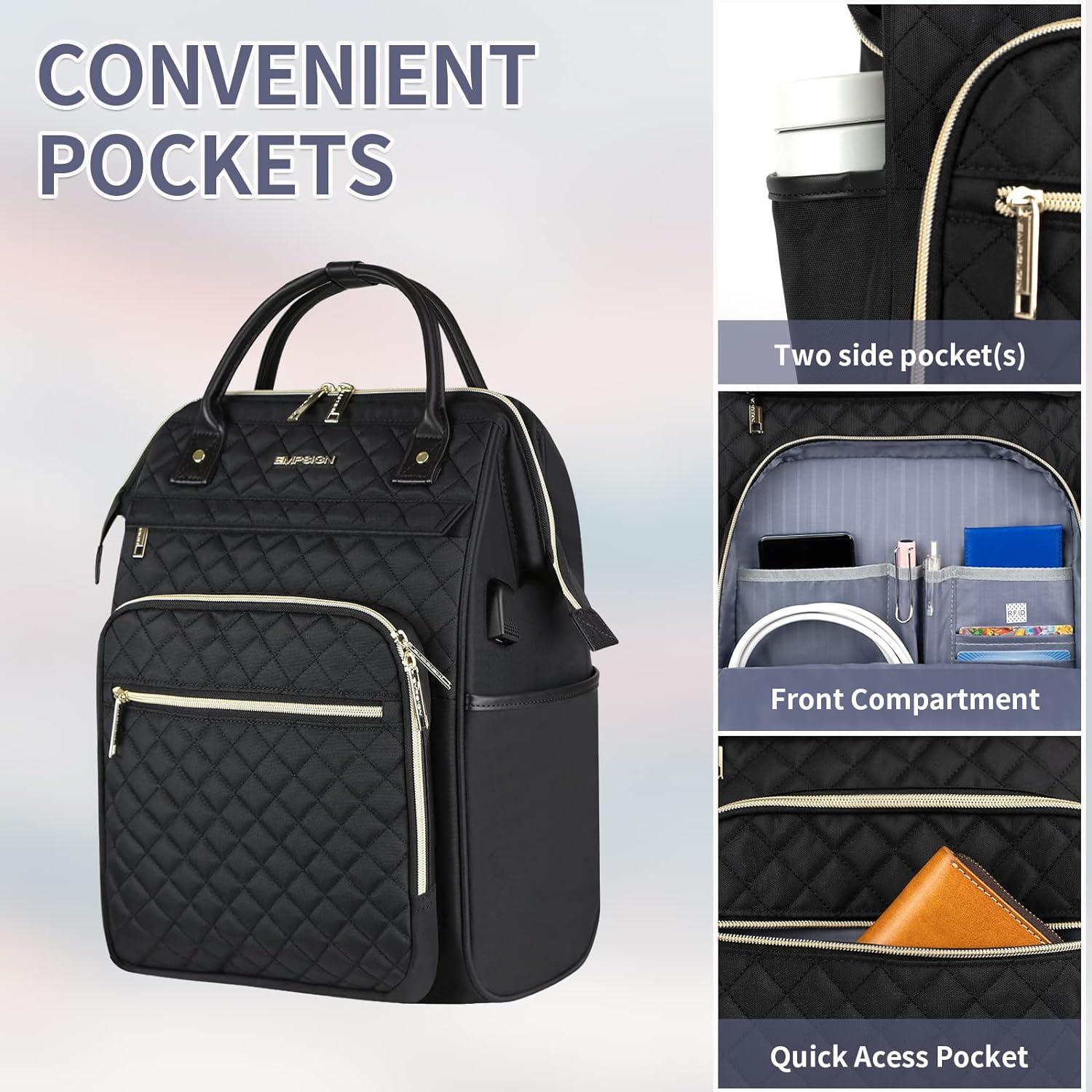 EMPSIGN Laptop Rucksack Damen 17 Zoll Schwarz USB-Anschluss