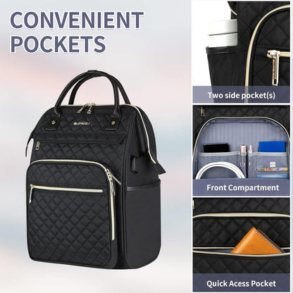 EMPSIGN Laptop Rucksack Damen 17 Zoll Schwarz USB-Anschluss