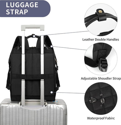 EMPSIGN Laptop Rucksack Damen 17 Zoll Schwarz USB-Anschluss