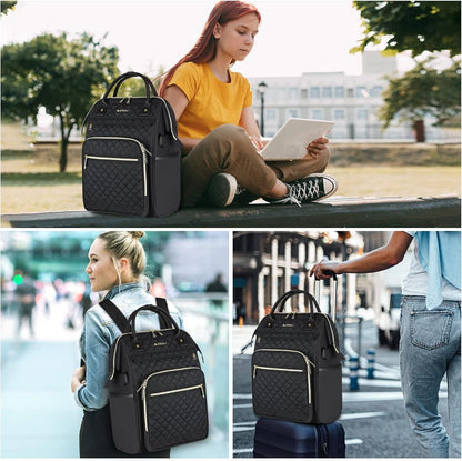 EMPSIGN Laptop Rucksack Damen 17 Zoll Schwarz USB-Anschluss