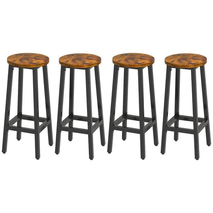 4 Barhocker Holzoptik Industriestil – Rustikales Braun