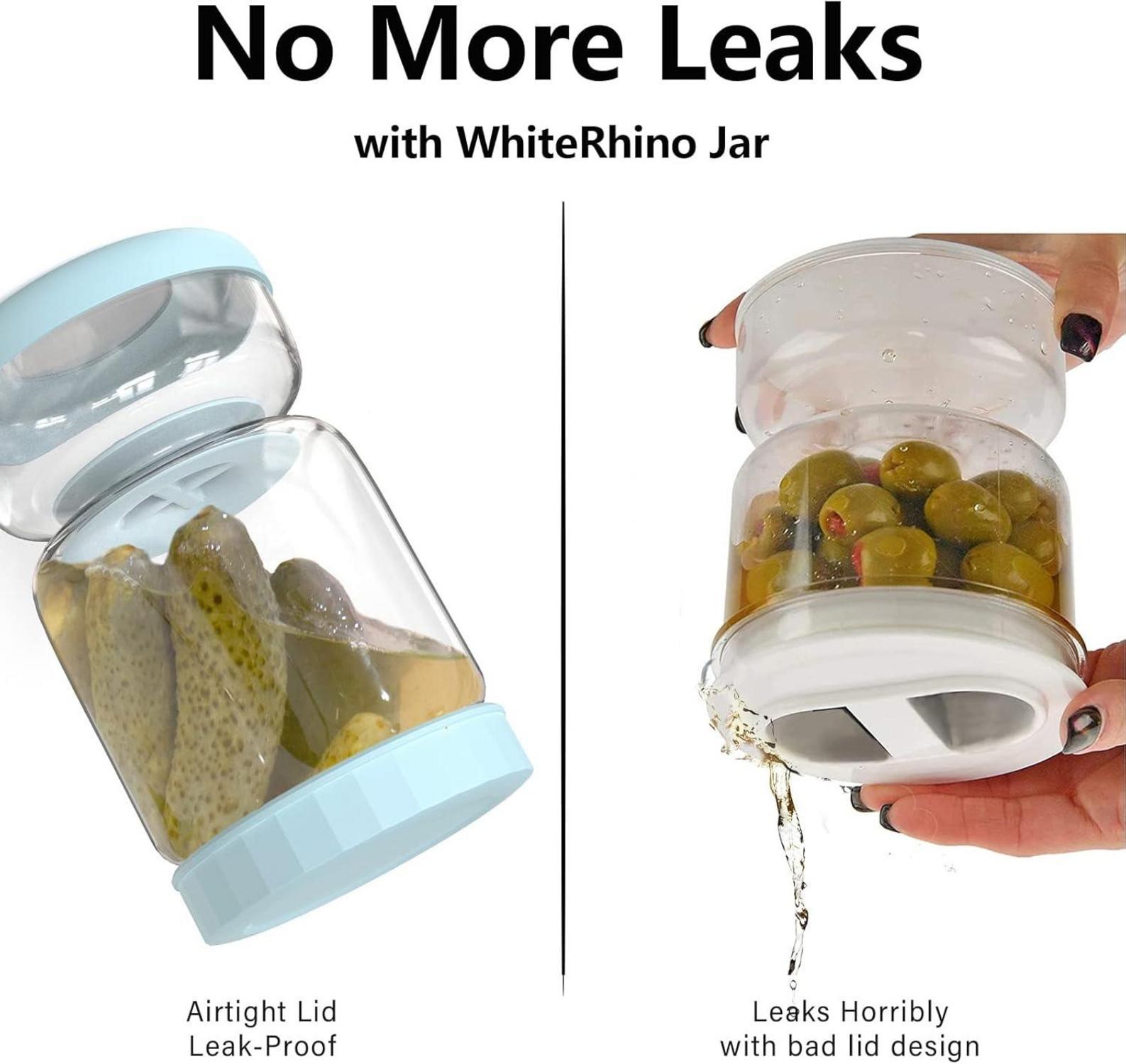 WhiteRhino Einmachglas 1L mit Sieb Deckel Olive Sanduhr Container Kimchi Olive