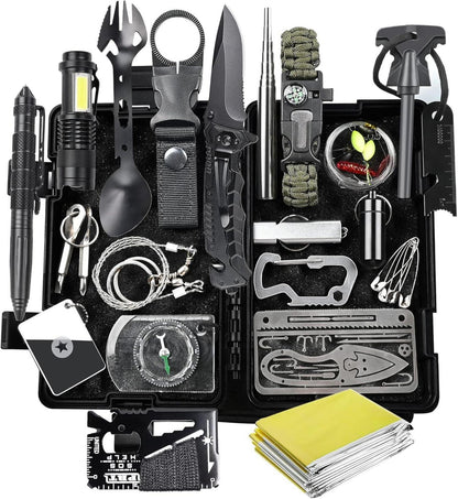 Survival Kit 21-in-1 Outdoor Notfallset mit Kompass und Taschenlampe