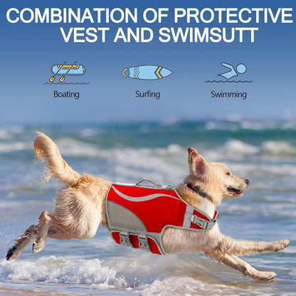 Schwimmweste Hunde Neopren Rettungsweste Klettverschluss S Rot