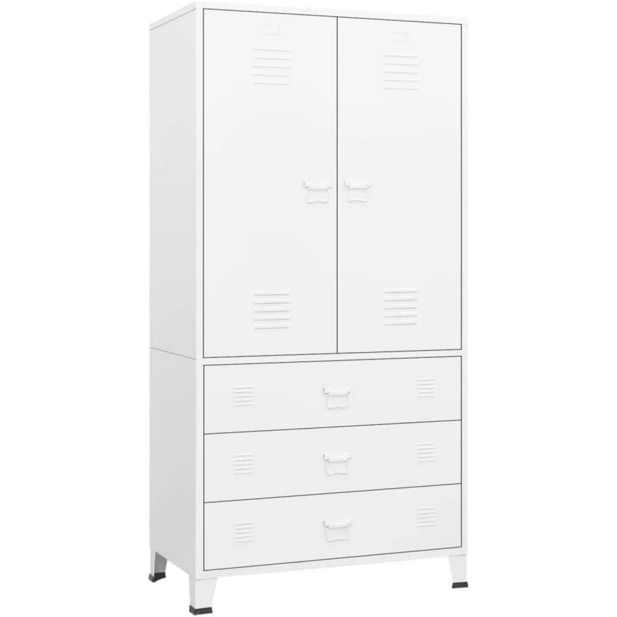 Kleiderschrank Metall Weiß 90x50x180cm Industrial Stil