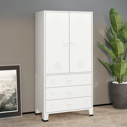 Kleiderschrank Metall Weiß 90x50x180cm Industrial Stil