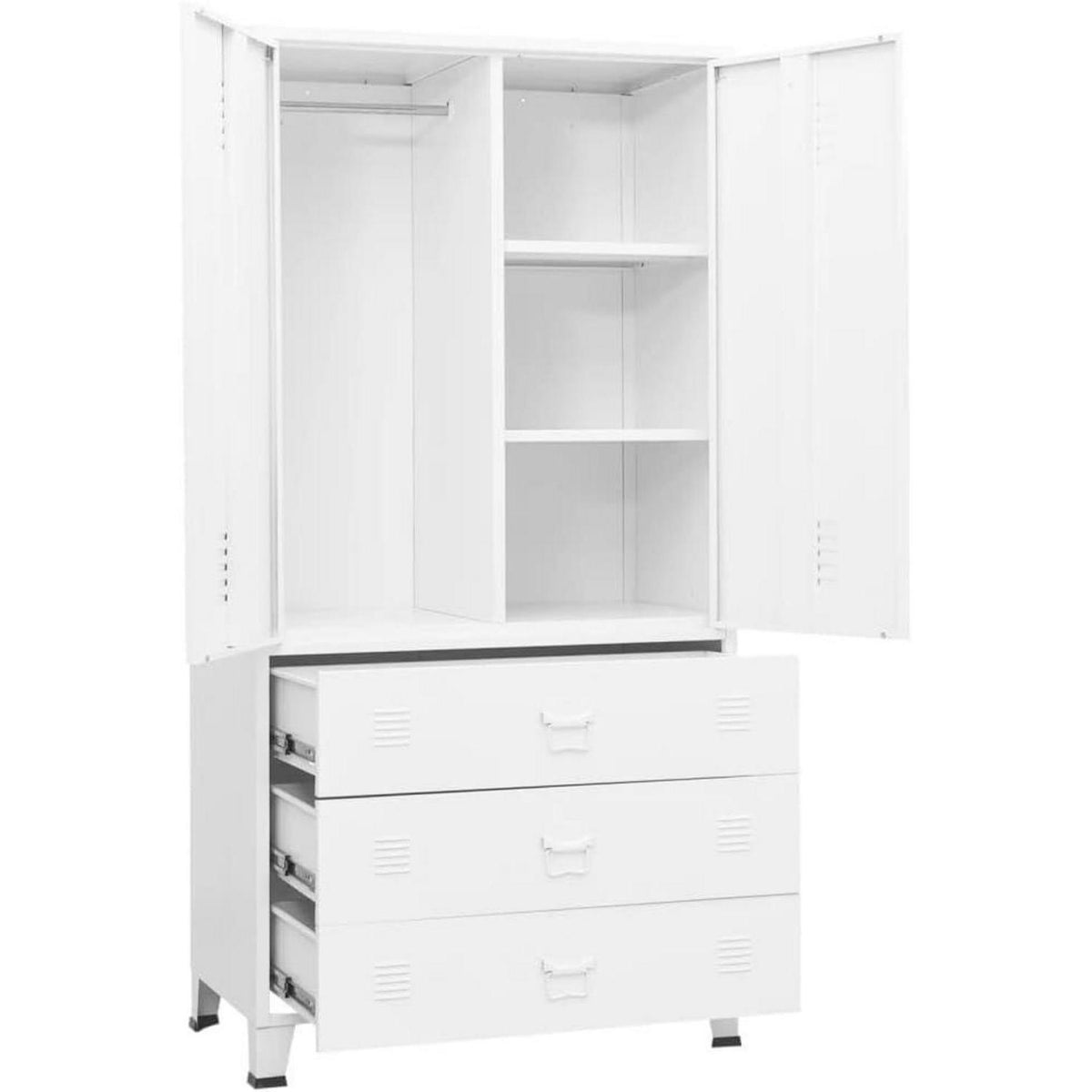 Kleiderschrank Metall Weiß 90x50x180cm Industrial Stil