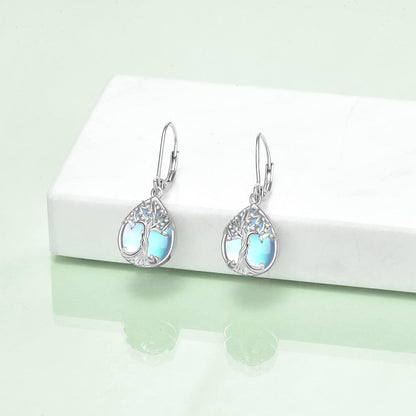 Sterling Silber Teardrop Dangle Ohrringe mit Mondstein