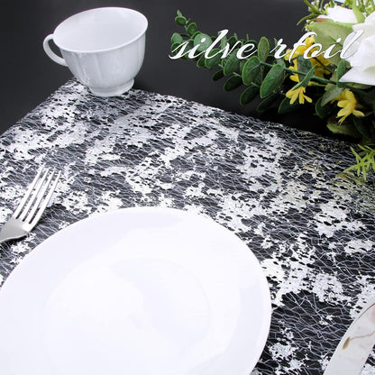 Tischläufer Glänzend Silber 29cm x 9M Polyester Deko für Hochzeit Fest Bankett