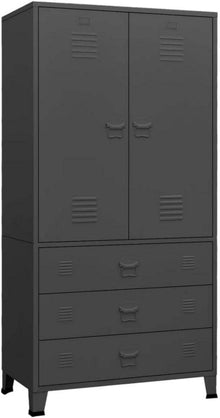 Industrial Kleiderschrank Metall Anthrazit 90x50x180cm Stauraum