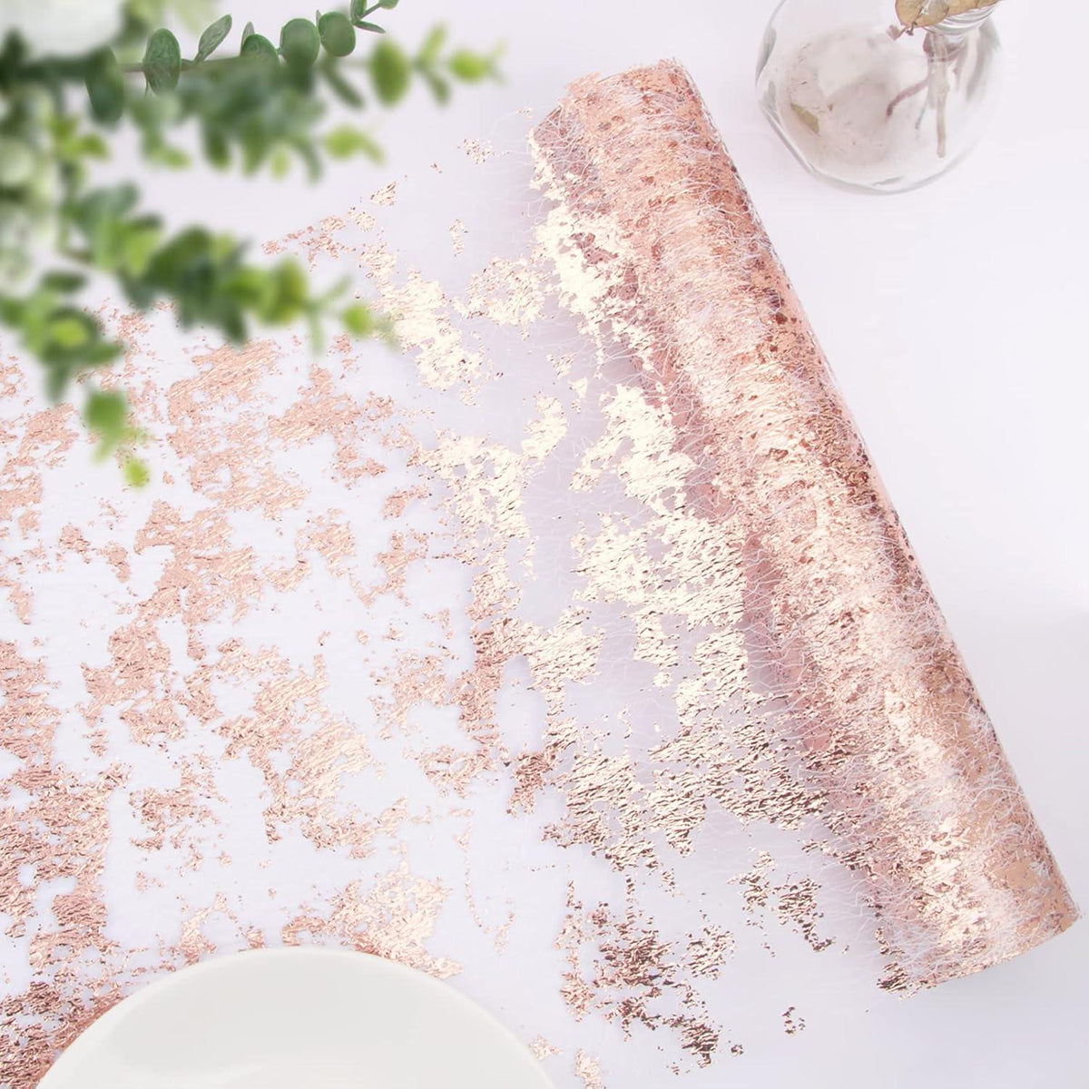 Tischläufer 29cm x 9m Glänzend Roségold Polyester Partys Hochzeiten