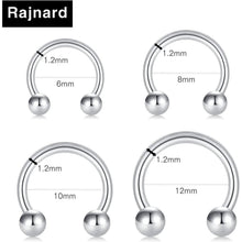 Hufeisen Nasenring Piercing Silber Schwarz Rosegold 16G Edelstahl 6-12mm