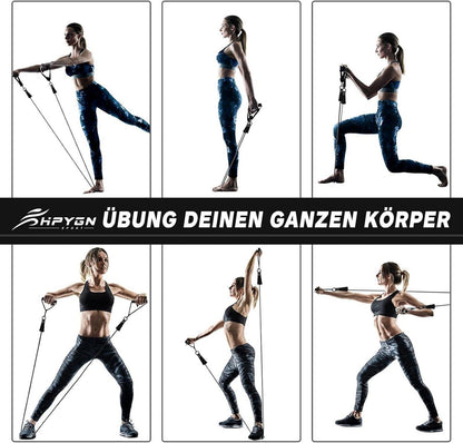 Widerstandsbänder Set 200lbs Fitnessbänder 5 Stärken Griffe Knöchelriemen
