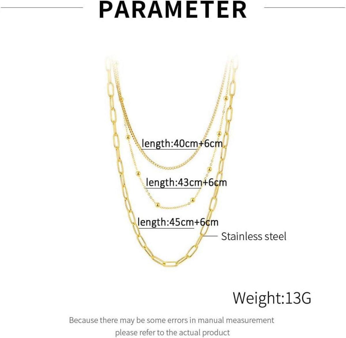 Damen Multi-Layer Halskette Edelstahl Nickelfrei elegantes Design