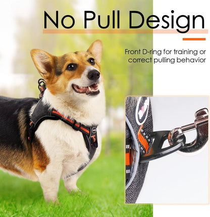 No-Pull Hundegeschirr Nylon reflektierend atmungsaktiv orange M