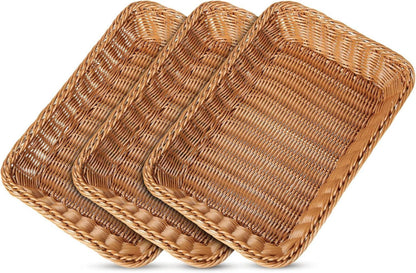 3er Set Geflochtene Brötchenkörbe Stapelbar Modern Obstkorb 35x25x7 cm