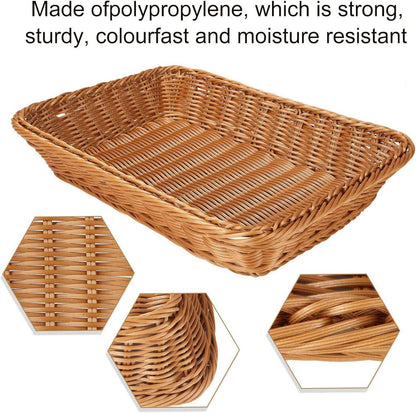 3er Set Geflochtene Brötchenkörbe Stapelbar Modern Obstkorb 35x25x7 cm
