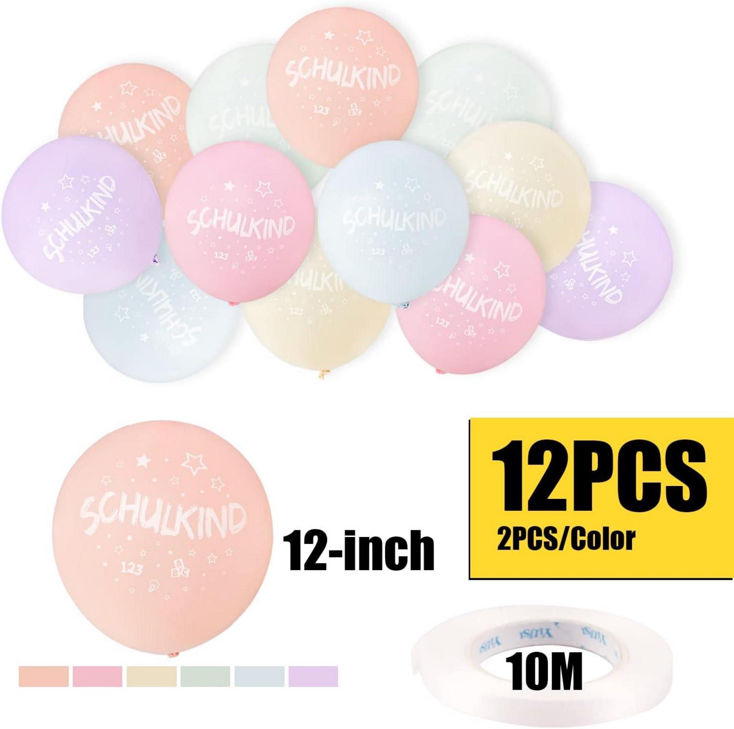 Einschulung Deko Mädchen Pastell Girlande Luftballons 13-teilig
