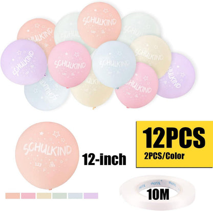 Einschulung Deko Mädchen Pastell Girlande Luftballons 13-teilig