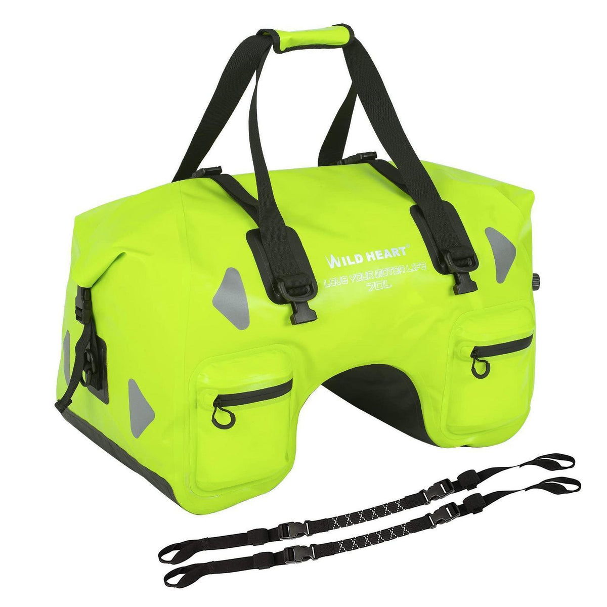Wasserdichte Motorrad-Hecktasche 70L – Leuchtendes Grün