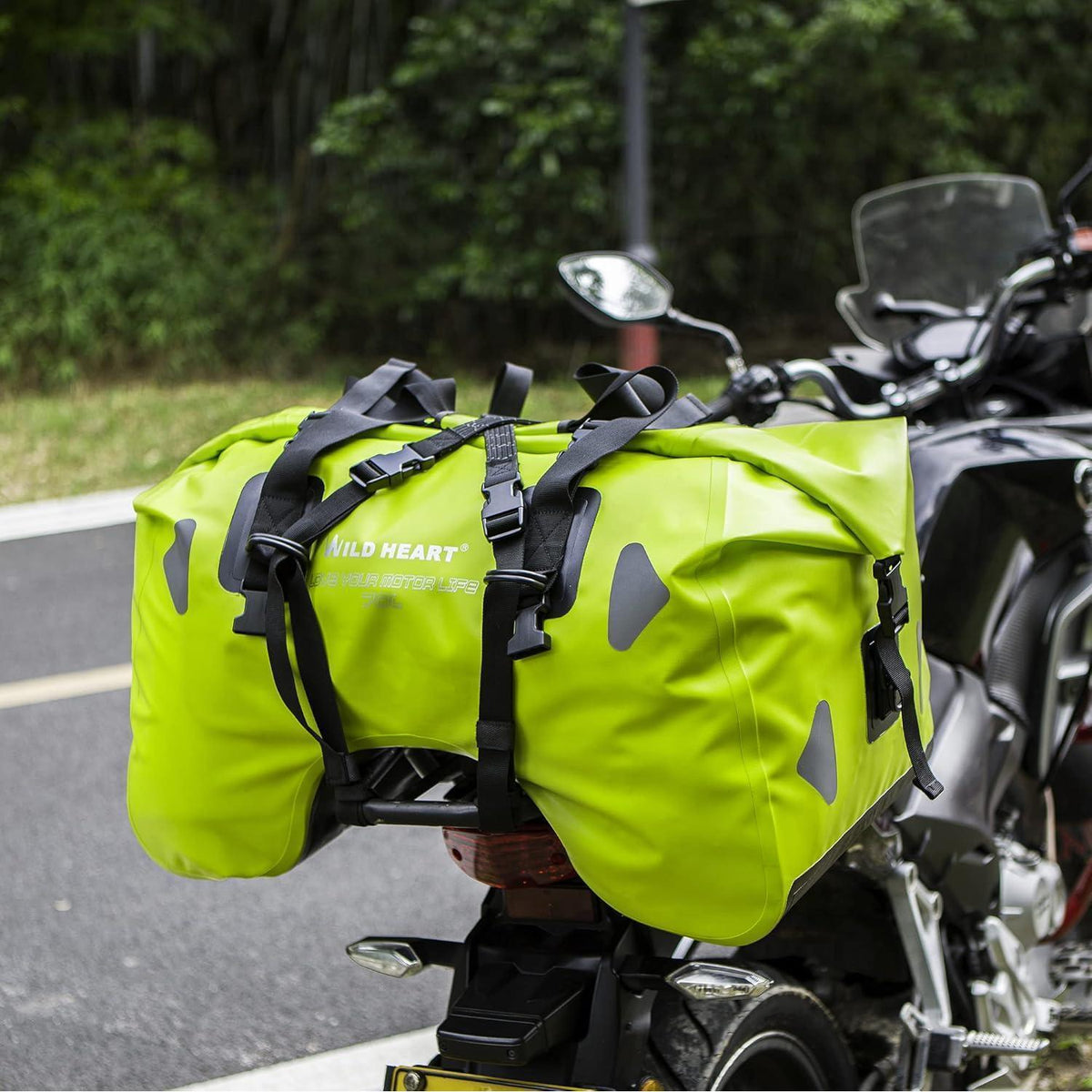 Wasserdichte Motorrad-Hecktasche 70L – Leuchtendes Grün