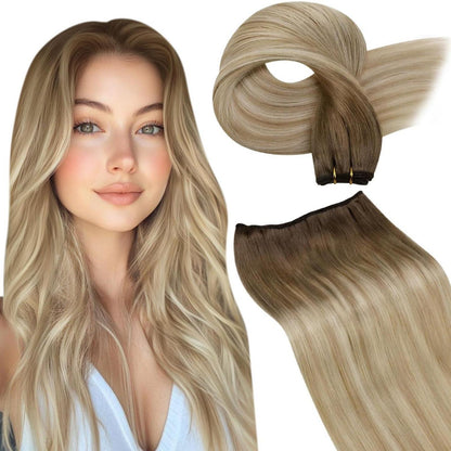 Echthaar Tressen Blond Balayage Ombre #8/18/60 30cm