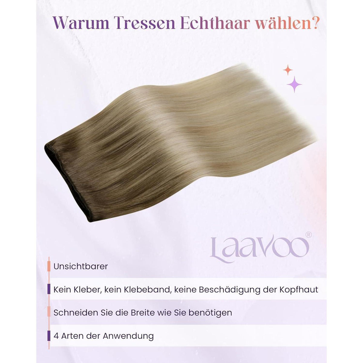 Echthaar Tressen Blond Balayage Ombre #8/18/60 30cm