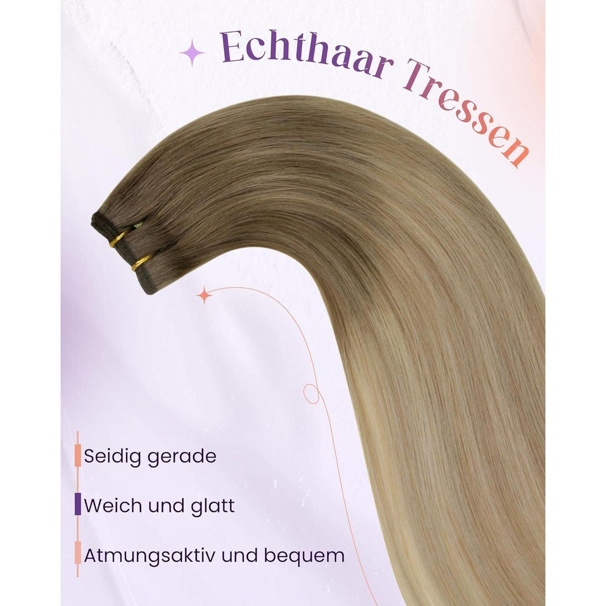 Echthaar Tressen Blond Balayage Ombre #8/18/60 30cm