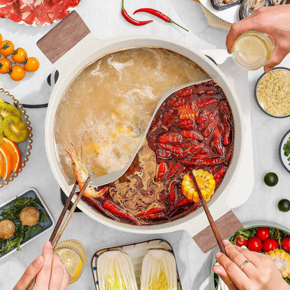 Geteilter Shabu-Topf 5QT mit Trennwand für alle Herde