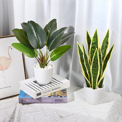 Kunstpflanzen Set 40cm 4er-Pack für Wohnzimmer Dekoration