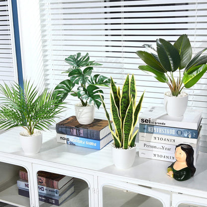 Künstliche Pflanze 40cm 4er Set Indoor Dekoration Wohnzimmer