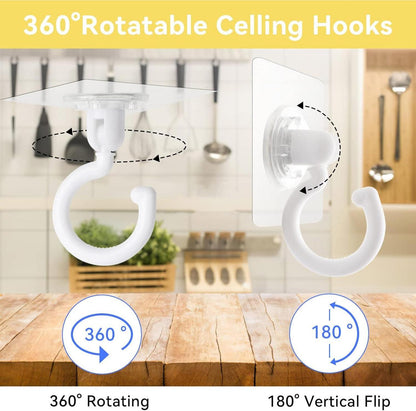 Selbstklebende Haken Set 6 Stücke 360° Drehbar Transparent Wasserdicht