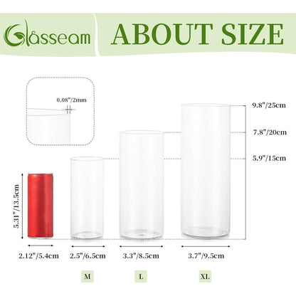 Glasvasen Zylinder Set 4 Stück klar modern 15-25cm Höhe