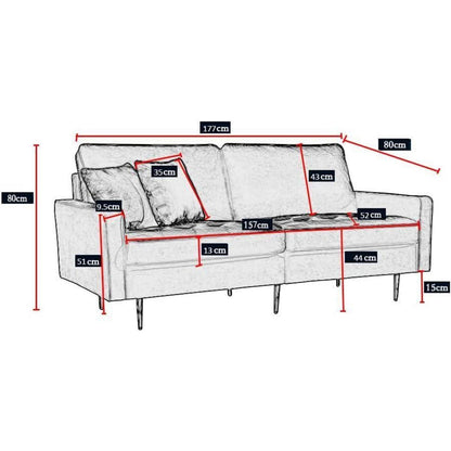Modernes Samt Sofa 2-Sitzer Blau – Bequem & Pflegeleicht