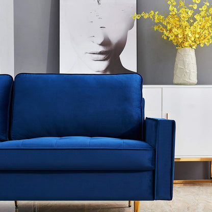Modernes Samt Sofa 2-Sitzer Blau – Bequem & Pflegeleicht