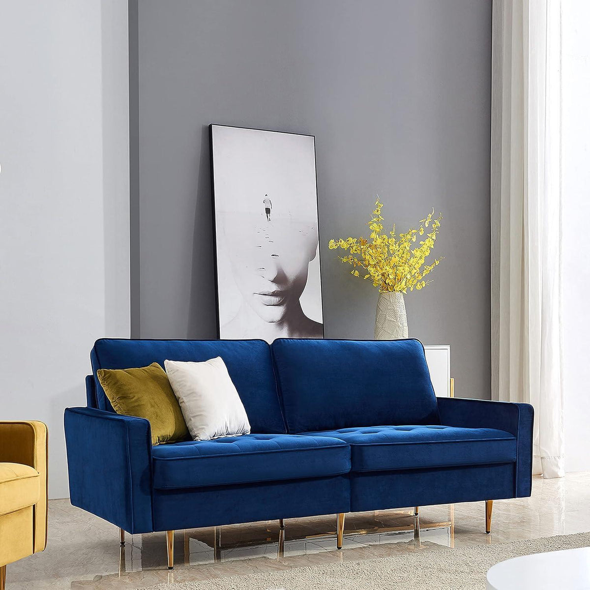 Modernes Samt Sofa 2-Sitzer Blau – Bequem & Pflegeleicht