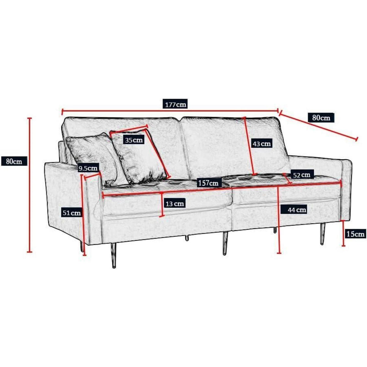Modernes Samt Sofa 2-Sitzer – Gelb, Einfach Aufbauen