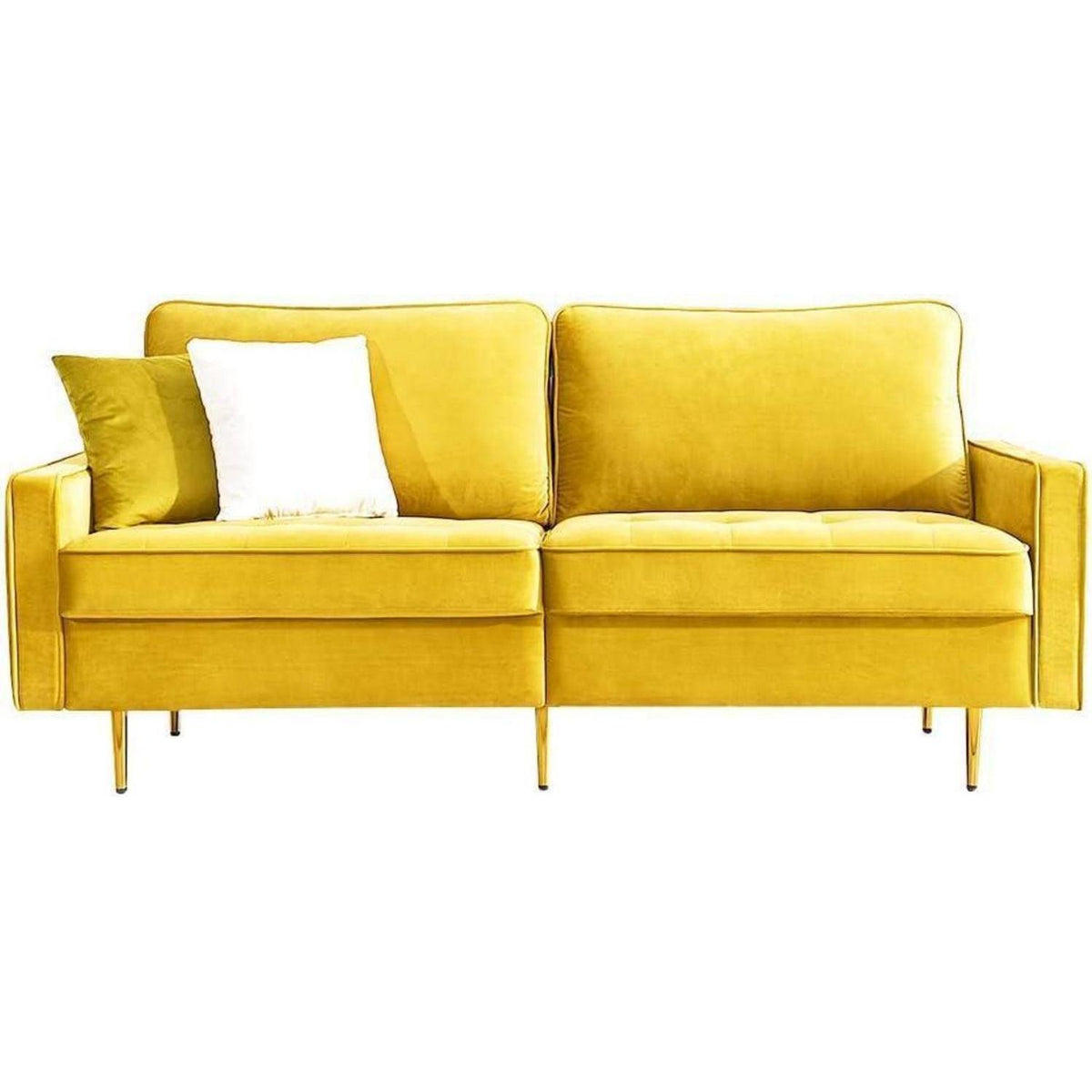 Modernes Samt Sofa 2-Sitzer – Gelb, Einfach Aufbauen